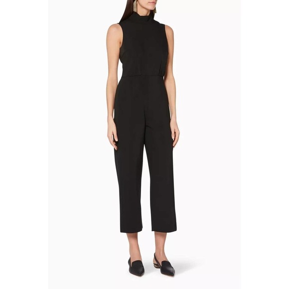 NWT Club Monaco Symone Jumpsuit Sleeveless Mock Halter Tie Neck Women's Black 0 - Picture 1 of 10